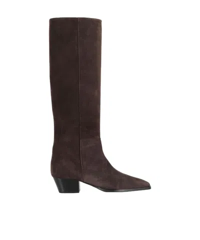 Aeyde 40mm Medea Pointed Boots In Brown