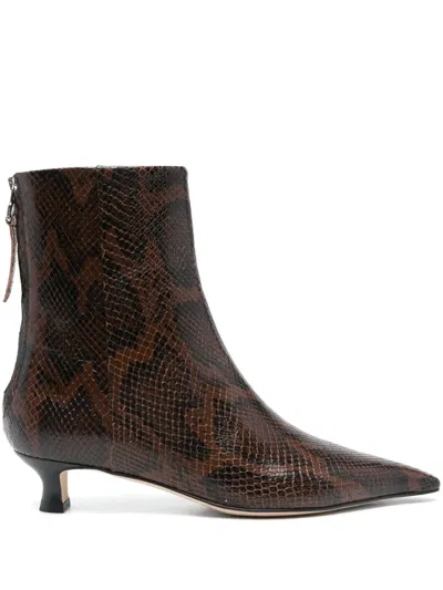 Aeyde 40mm Snake-print Boots In Brown