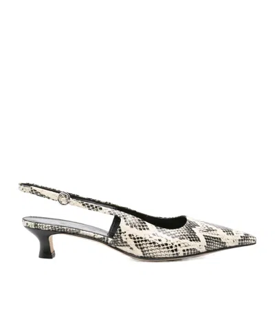 Aeyde 40mm Snakeskin Slingback Pumps In Black