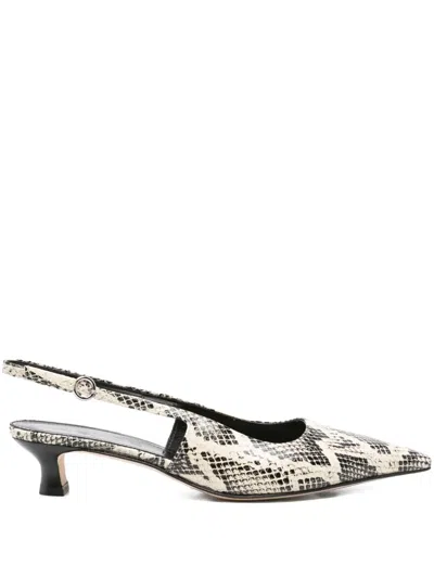 Aeyde 40mm Snakeskin Slingback Pumps In Neutral