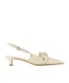 Aeyde Davina Buckled Leather Slingback Pumps In White