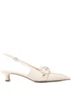 Aeyde Davina Buckled Leather Slingback Pumps In White