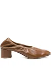 Aeyde 45mm Elastic-panel Block-heel Pumps In Brown