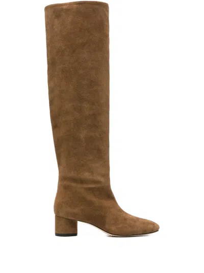 Aeyde 45mm Knee-high Suede Boots In Brown