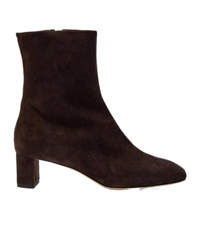 Aeyde 45mm Millie Suede Block-heel Boots In Black