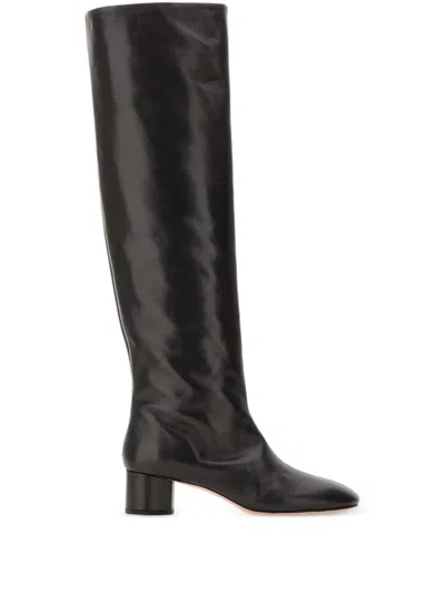 Aeyde Leather Willa Knee-high Boots Heel 5cm In Black