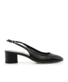 Aeyde Ingrid Patent And Textured-leather Slingback Pumps In Black