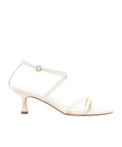 Aeyde 50mm Leather Sandals In White