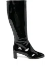 Aeyde 50mm Marty Patent Calf Leather Knee-high Boots In Black