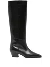 Aeyde 50mm Medea Leather Pointed-toe Knee-high Boots In Black