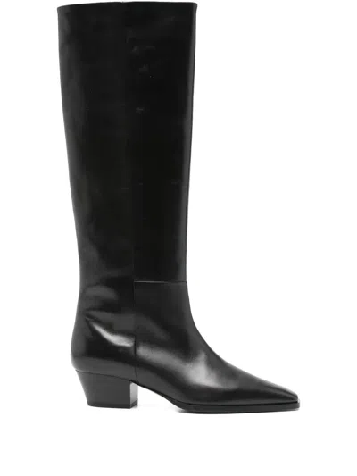 AEYDE AEYDE 50MM MEDEA LEATHER POINTED TOE KNEE HIGH BOOTS