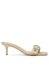 Aeyde Beige Ilvy Eyelet Grosgrain Mules