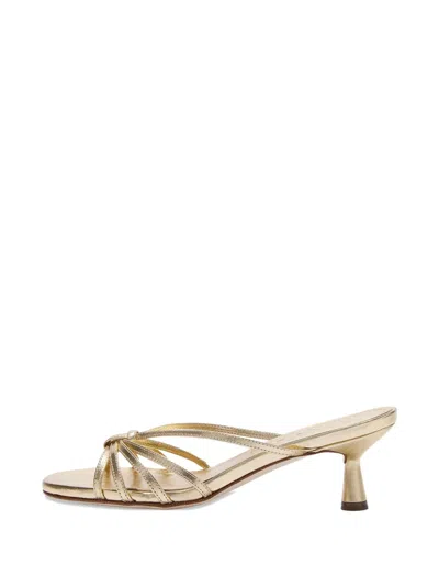 Aeyde 55mm Abby Leather Heeled Mules In Gold