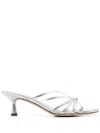 Aeyde 55mm Abby Metallic Leather Sandals In Silber