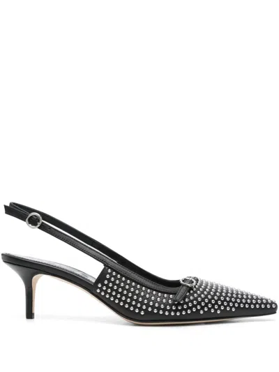 Aeyde Saba Buckled Patent-leather Slingback Pumps In Black