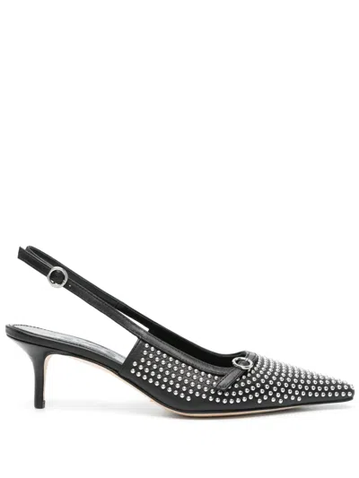 Aeyde Saba Buckled Patent-leather Slingback Pumps In Black