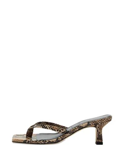 Aeyde 55mm Wilma Snake-effect Sandals In Neutral