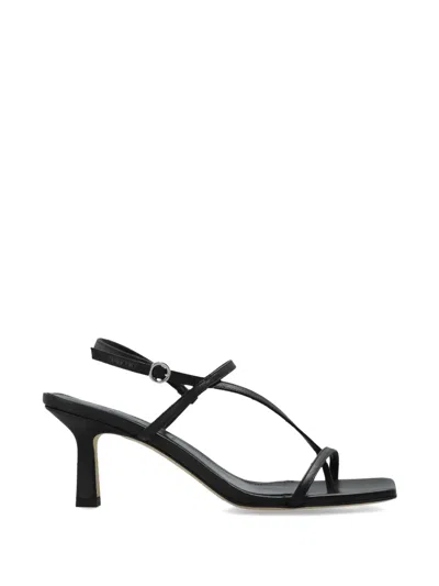 Aeyde Elise Kid Suede Leather Black Sandals Black In Moka