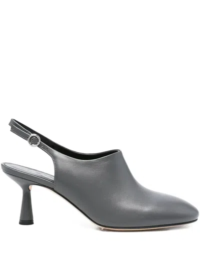 Aeyde 65mm Malin Slingback Leather Pumps In Gray