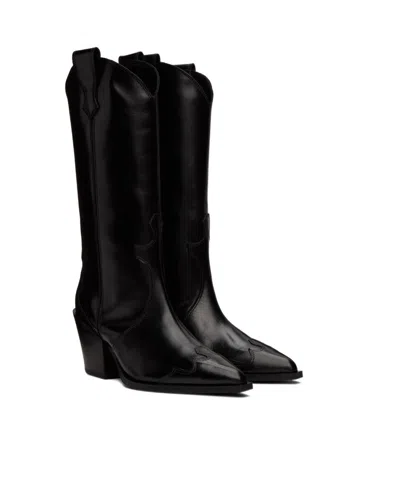 Aeyde 70mm Pointed-toe Leather Boots In Black