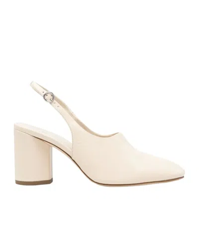 Aeyde 75mm Leather Slingback Pumps In White