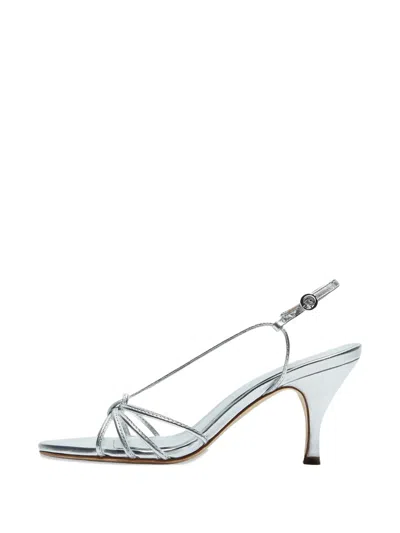 Aeyde Silver Open-toe Heels