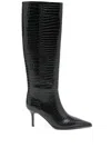Aeyde Black Tula Leather Tall Boots In Black
