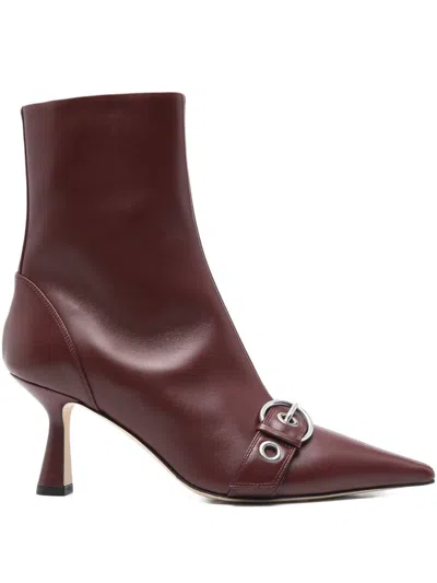 Aeyde 80mm Halima Buckle Pointed-toe Boots In Red