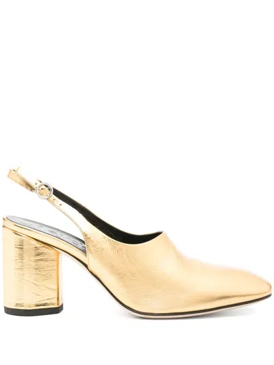 Aeyde 80mm Leather Slingback Pumps In Gold