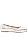Aeyde Gabriella Laminated Nappa Leather Silver Ballerina In Metallic
