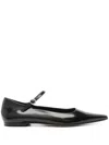 Aeyde Cleo Glossed Leather Flats In Black