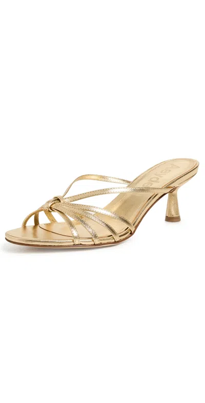 Aeyde Abby Laminated Nappa Leather Gold Sandals Gold