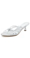 Aeyde 55mm Abby Metallic Leather Sandals In Silver