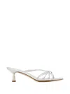 Aeyde 55mm Abby Metallic Leather Sandals In White