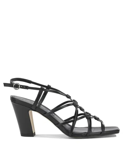 Aeyde Acacia 75mm Black Laminated Nappa Leather Cow Leather Heeled Sandals