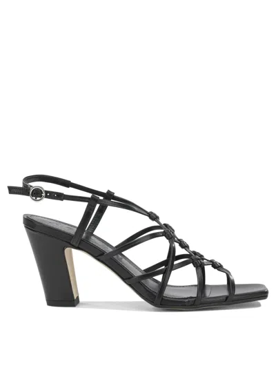 Aeyde Acacia 75mm Black Laminated Nappa Leather Cow Leather Heeled Sandals