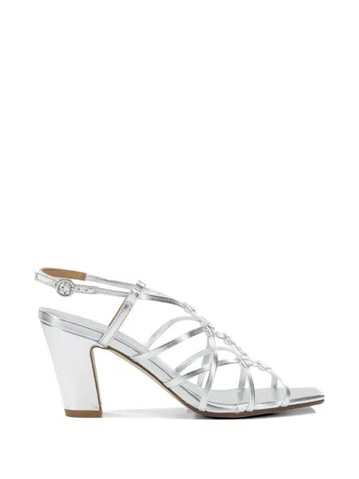 Aeyde Acacia 75mm Silver Laminated Nappa Leather Cow Leather Heeled Sandals