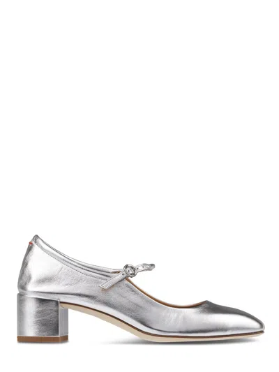 Aeyde Aeydē Metallic Silver Sandals With Delicate Strap In White