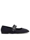 Aeyde Nappa Leather Flats With Circular Hardware Detail In Black