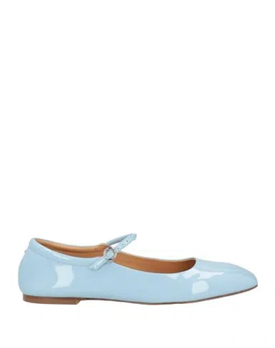 Aeyde Woman Ballet Flats Sky Blue Size 10 Leather
