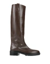 Aeyde Solid Color Leather Knee Boots In Brown