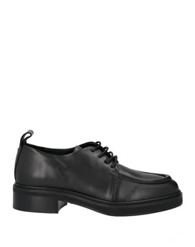 AEYDE AEYDĒ WOMAN LACE-UP SHOES BLACK SIZE 7 LEATHER