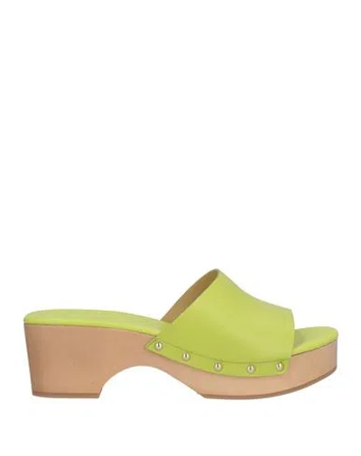 Aeyde Woman Mules & Clogs Light Green Size 8 Calfskin