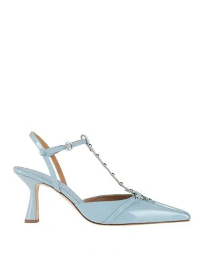Aeyde Woman Pumps Sky Blue Size 8 Leather
