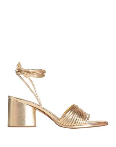 Aeyde Woman Sandals Gold Size 5.5 Soft Leather