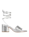 Aeyde Woman Sandals Silver Size 7 Soft Leather In Silver
