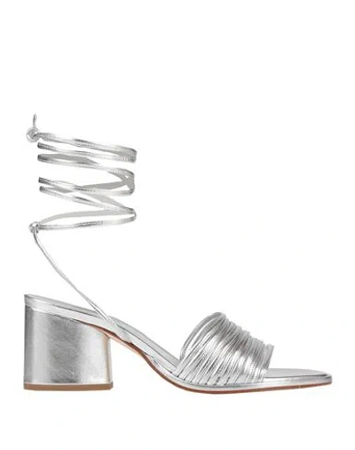 Aeyde Woman Sandals Silver Size 7 Soft Leather