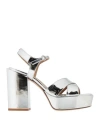 Aeyde Woman Sandals Silver Size 8 Leather In Silver