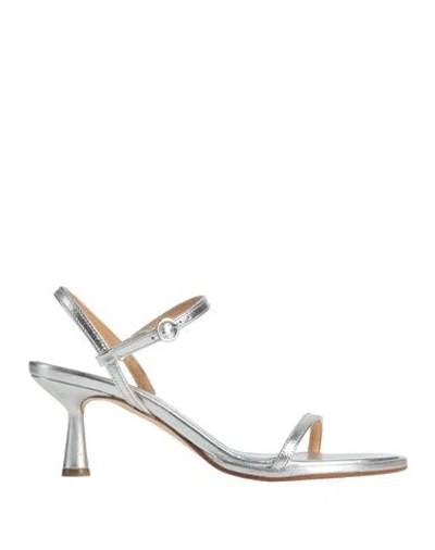 Aeyde Woman Sandals Silver Size 7.5 Leather