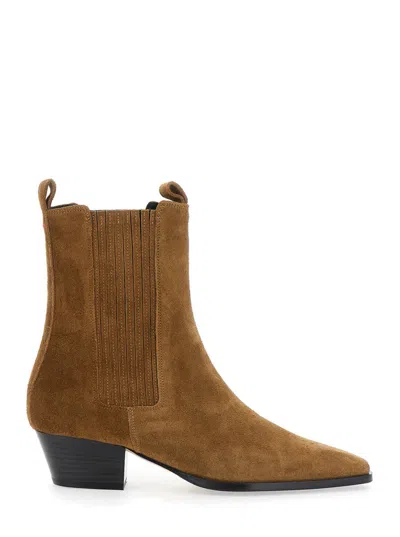 Aeyde Agata Cow Suede Leather Tobacco In Brown